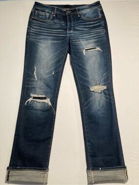 Buckle Black Women’s Distressed Dark Wash Straight Leg Jeans Size 32x32